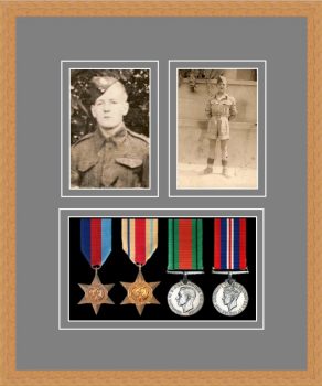 Military Medal Frame – M9-98F Light Woodgrain-Grey Mount